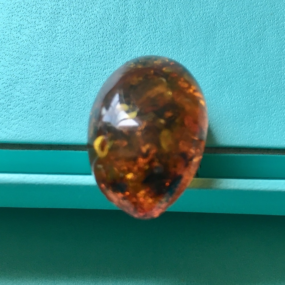 Amber Ring Statement ring Vintage Baltic Amber natural Amber large silver ring